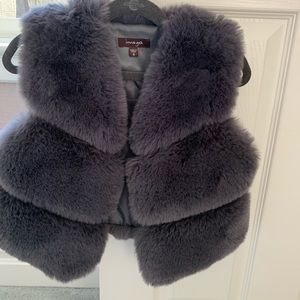Girls Faux Fur Gray Vest